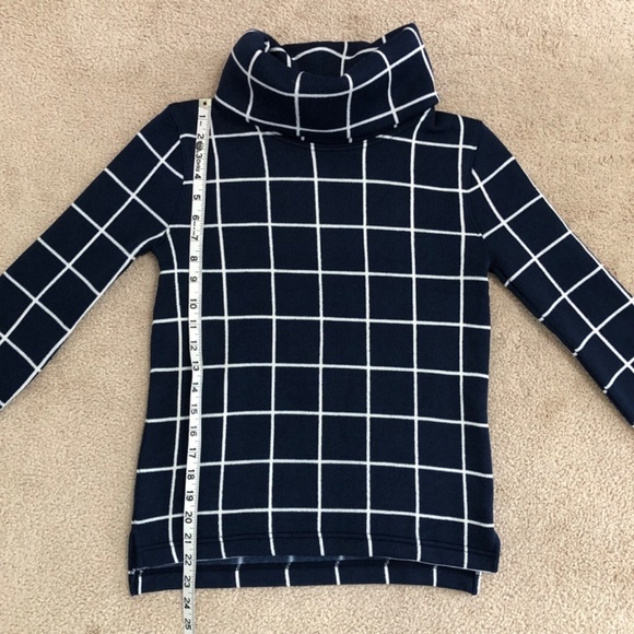J Crew Funnel Neck Plaid Sweater Navy Windowpane XXS - Picture 10 of 13